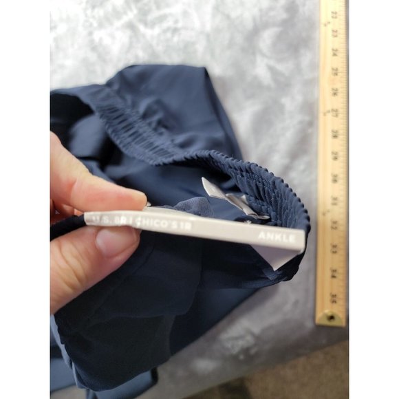 Chico's Size 1 slinky Pants Womens US size 8R Blue Ankle‎ Stretch Elastic Waist - Picture 8 of 9